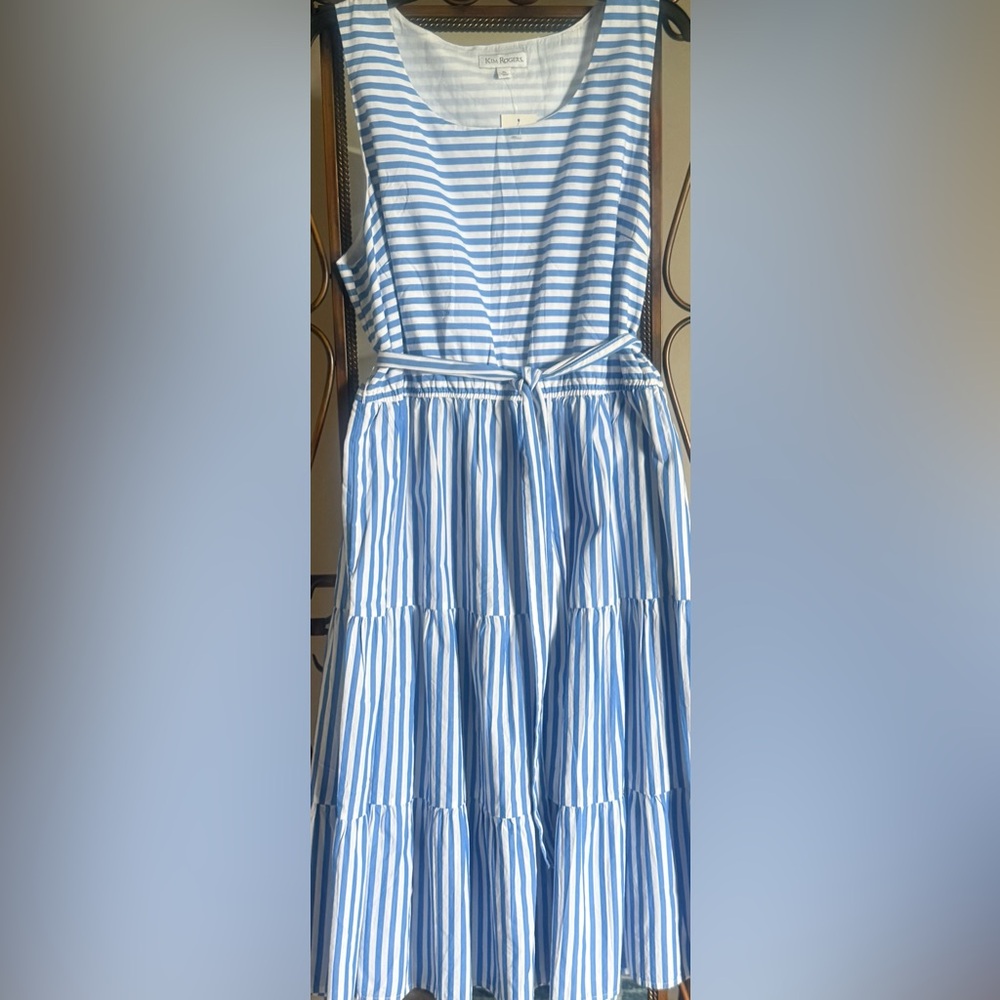 NWT Kim Rogers Blue and White Striped Summer Dress